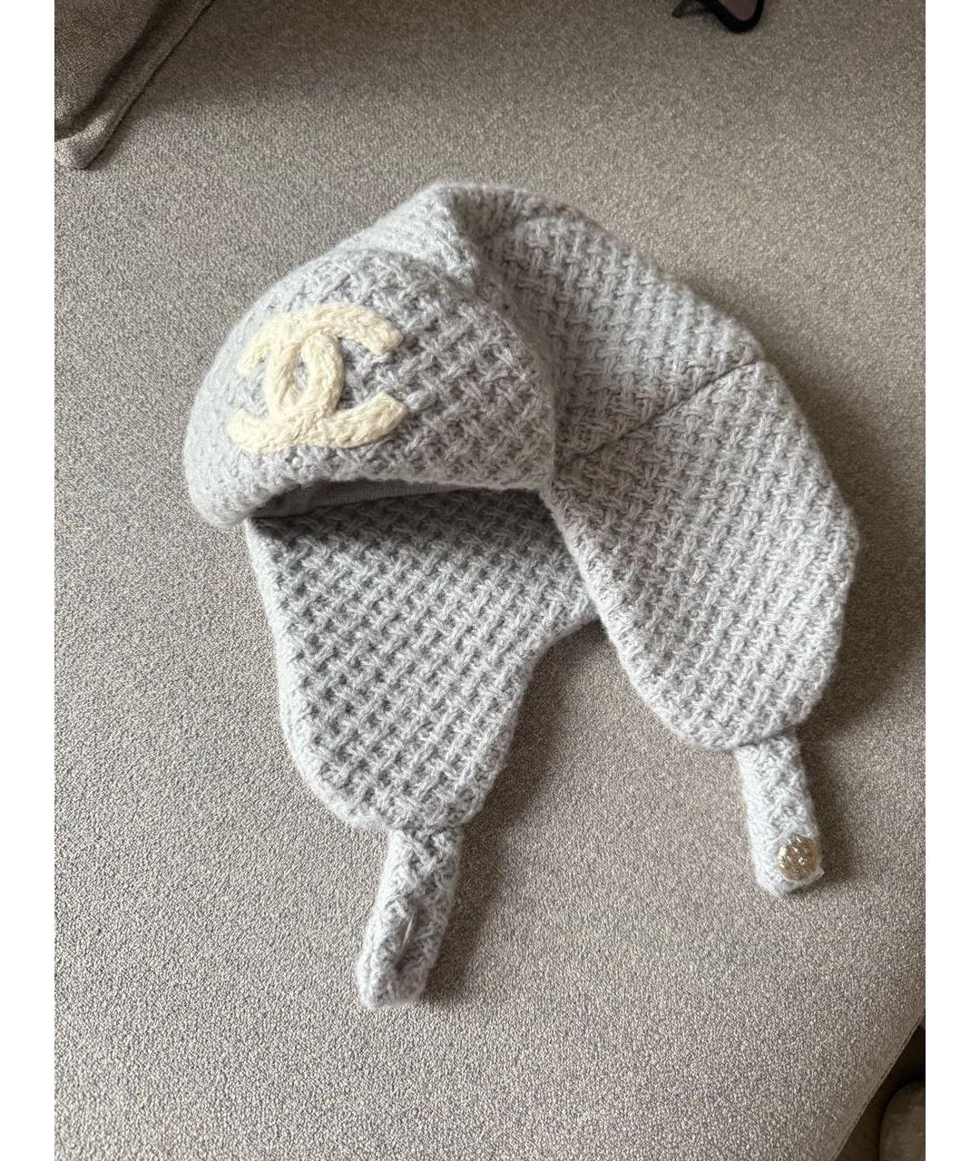 CHANEL Серая кашемировая шапка, фото 6
