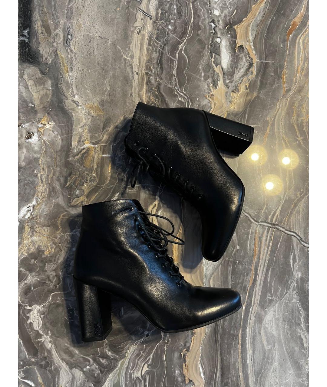 SAINT LAURENT Черные кожаные ботильоны, фото 8