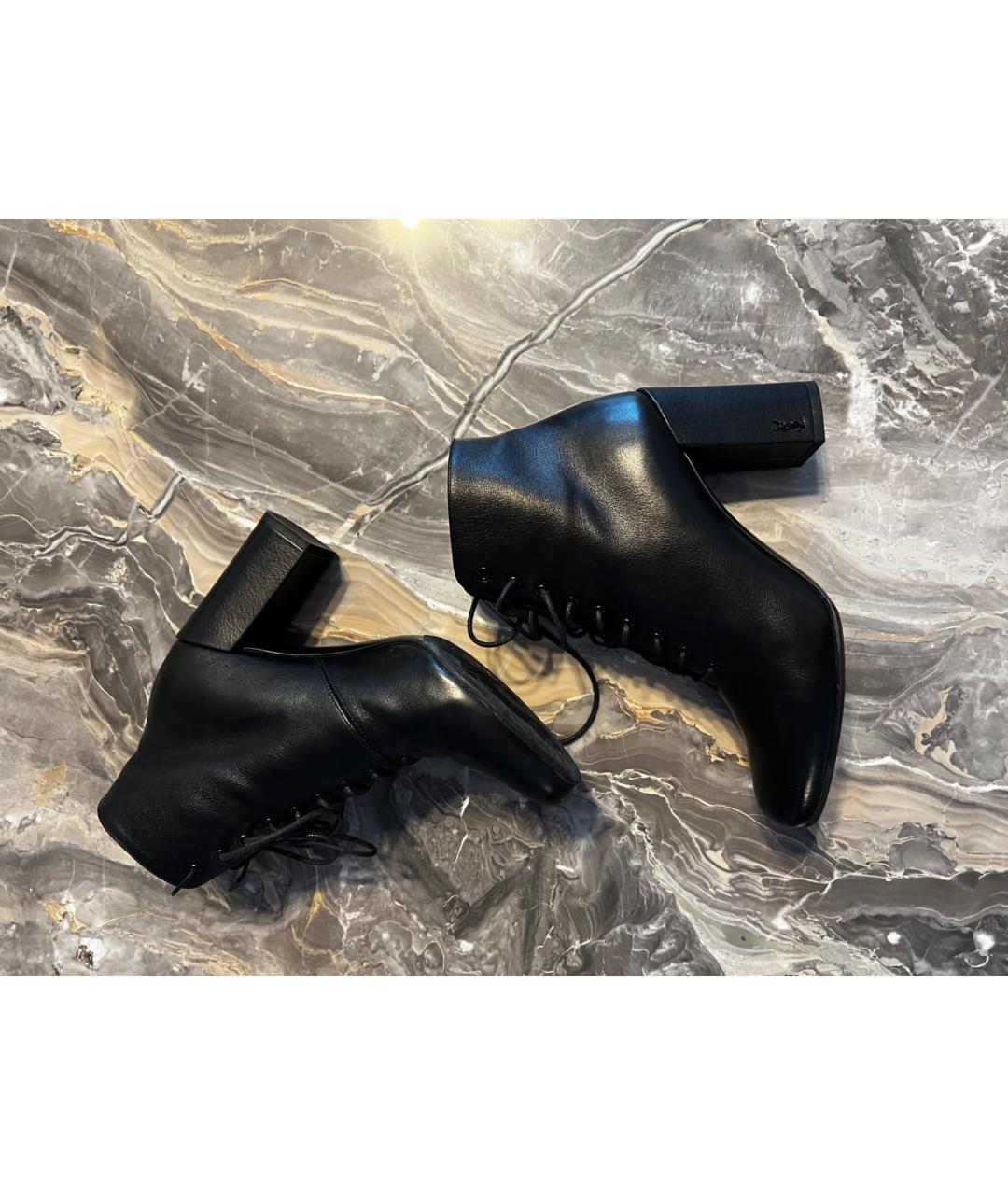 SAINT LAURENT Черные кожаные ботильоны, фото 5