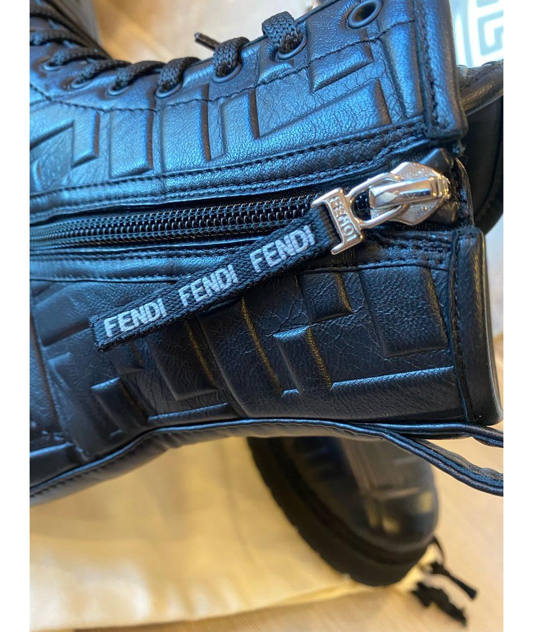 FENDI Черные кожаные ботинки, фото 6