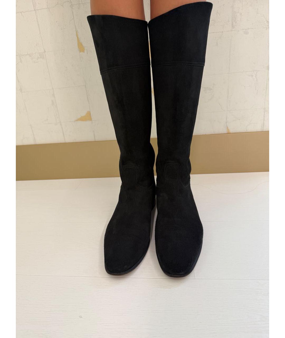 HERMES Черные замшевые сапоги, фото 3