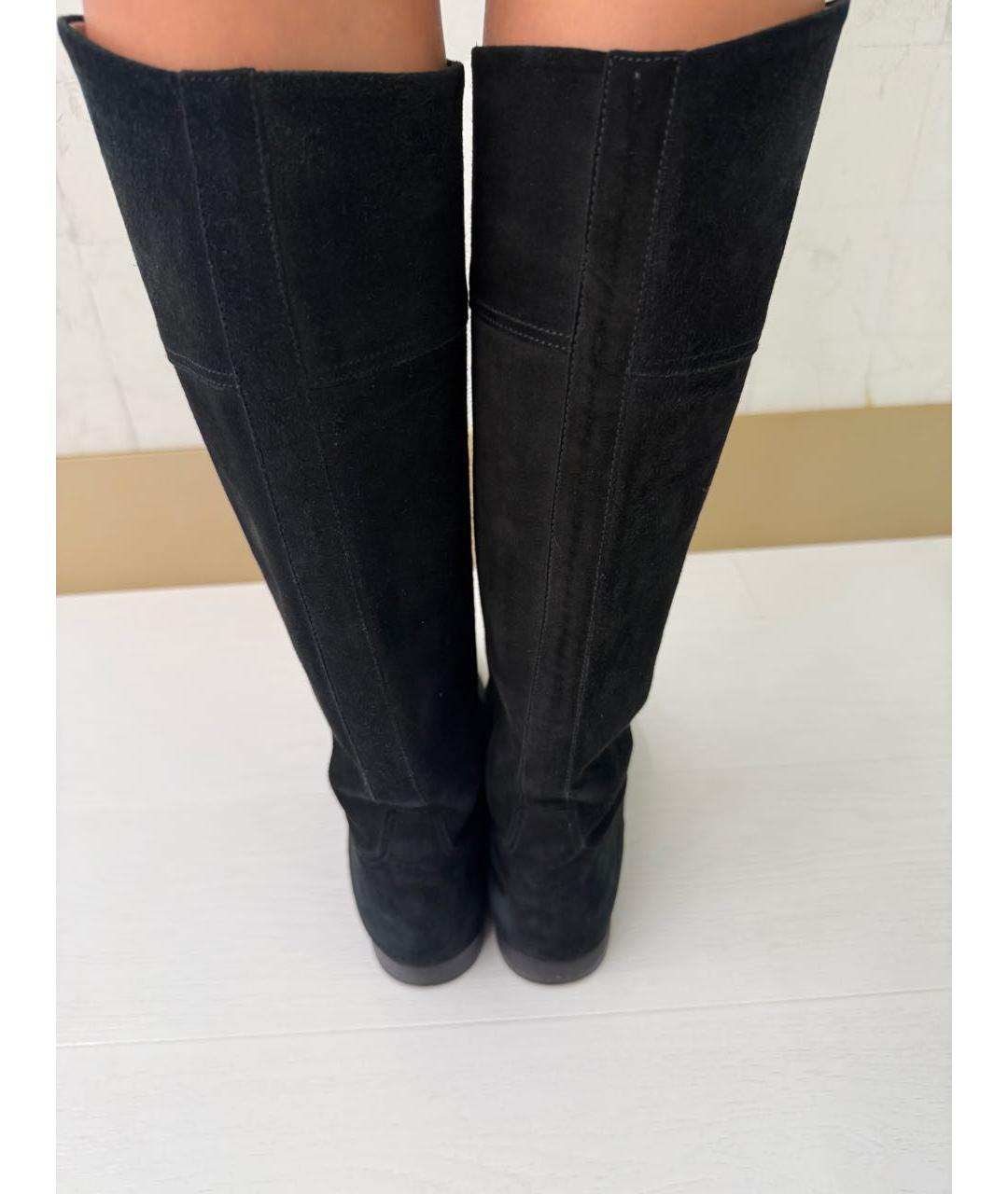 HERMES Черные замшевые сапоги, фото 4