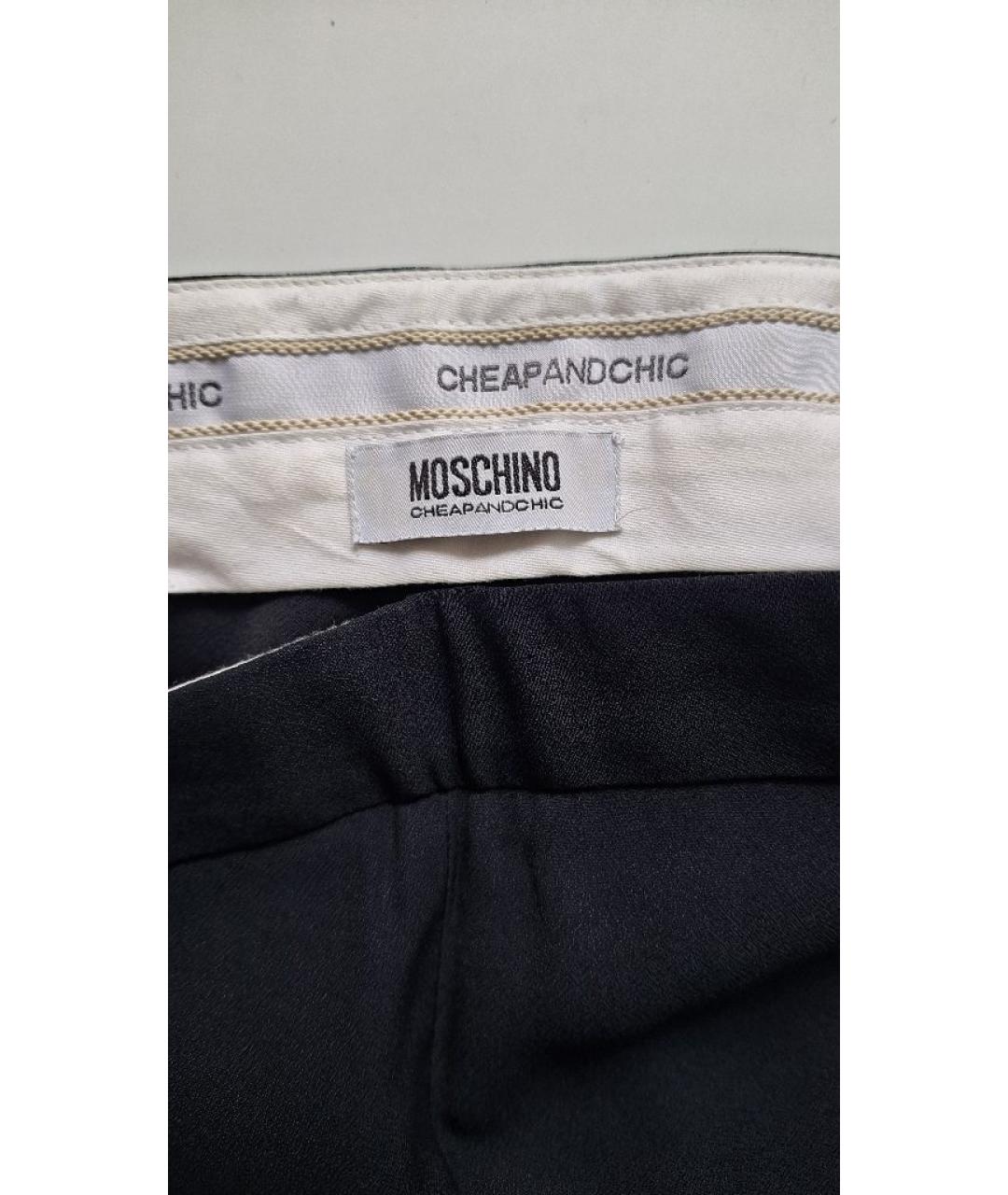 MOSCHINO Темно-синие вискозные брюки узкие, фото 3