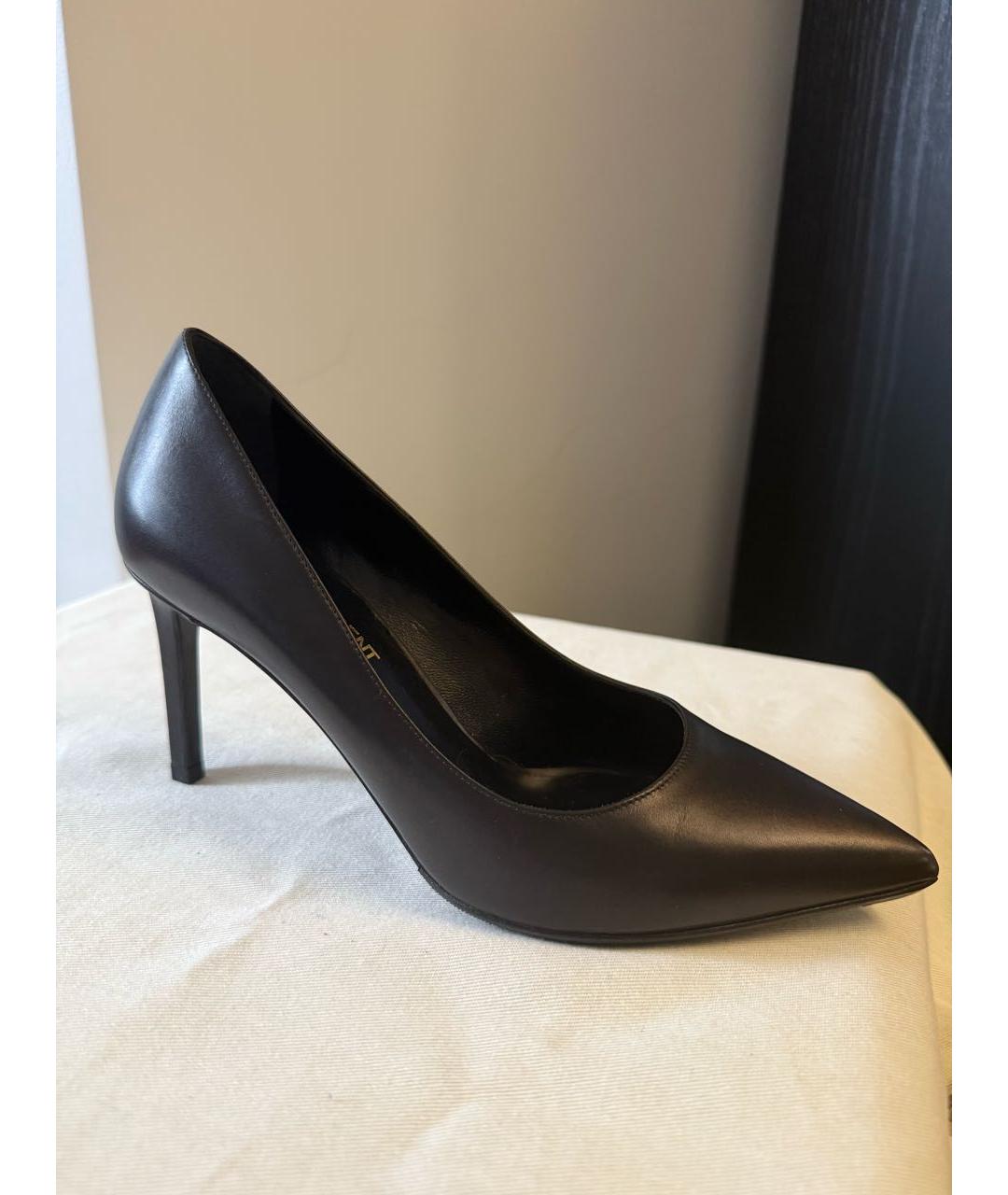 SAINT LAURENT Черные кожаные туфли, фото 7