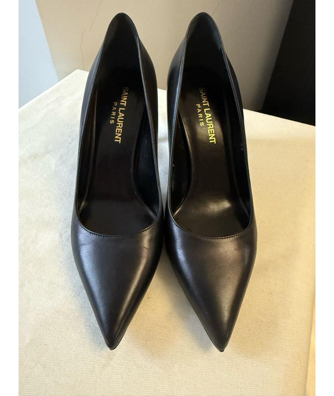 SAINT LAURENT Черные кожаные туфли, фото 2