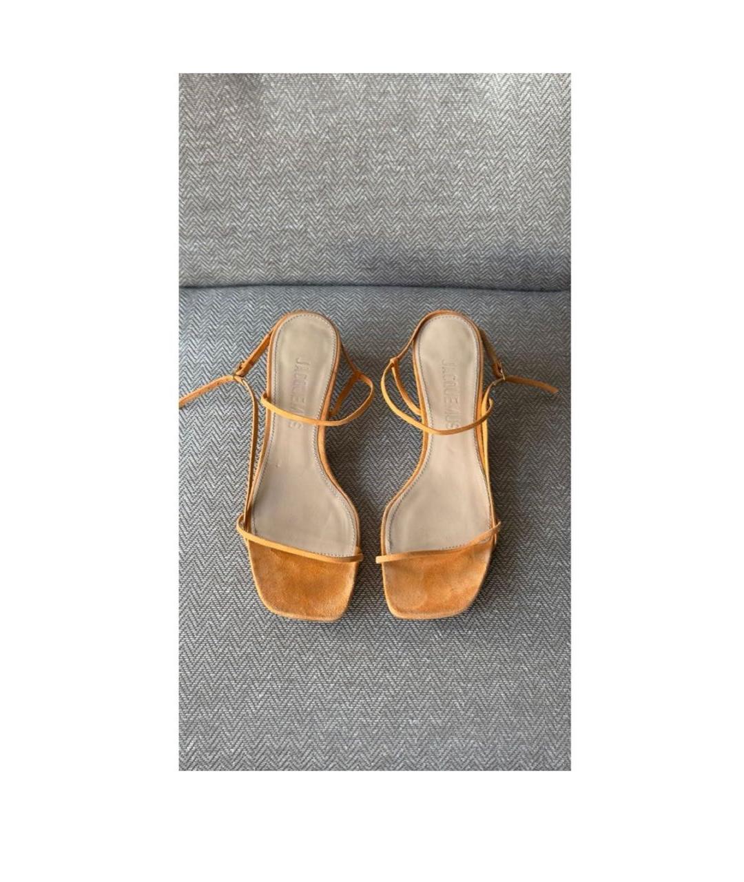 JACQUEMUS Оранжевое замшевые босоножки, фото 2