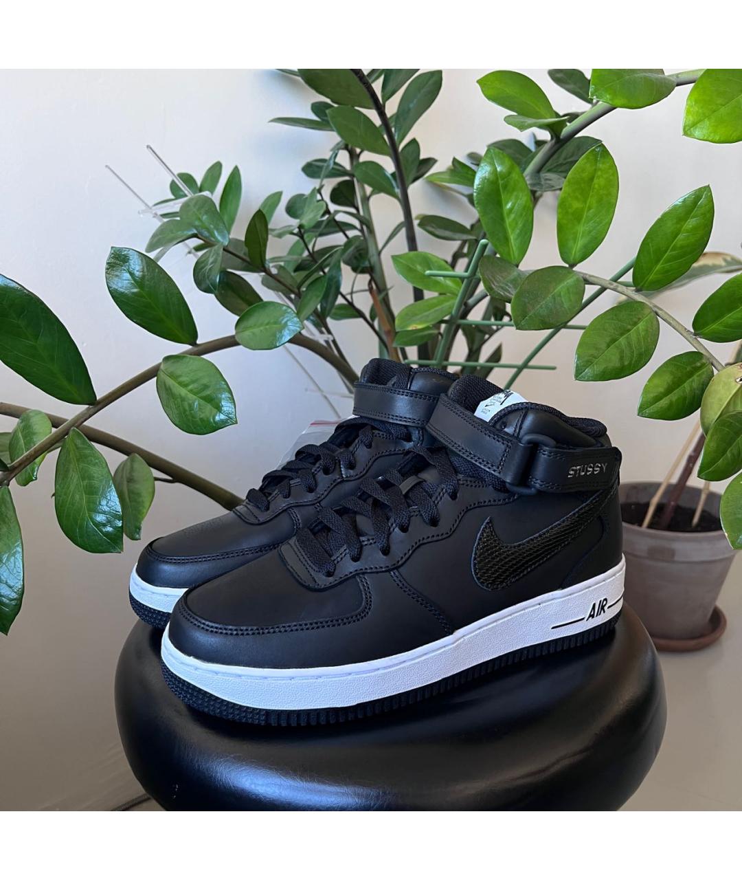 NIKE Черные кожаные низкие кроссовки / кеды, фото 2