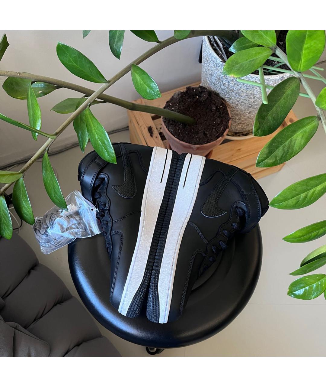 NIKE Черные кожаные низкие кроссовки / кеды, фото 5