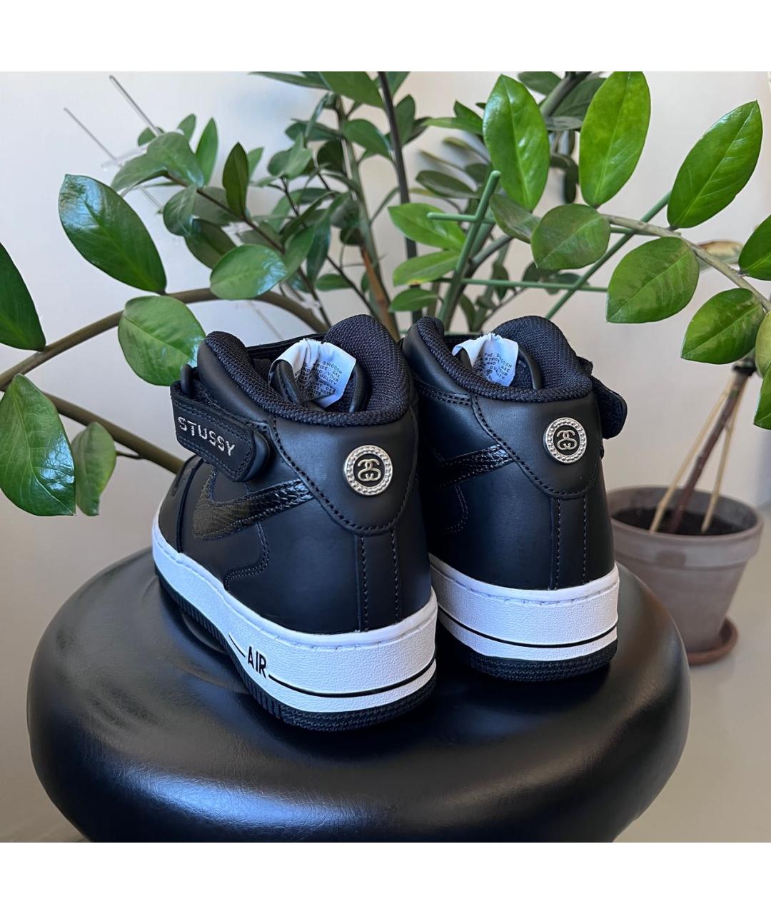 NIKE Черные кожаные низкие кроссовки / кеды, фото 6