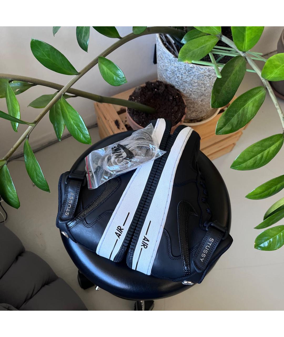 NIKE Черные кожаные низкие кроссовки / кеды, фото 4