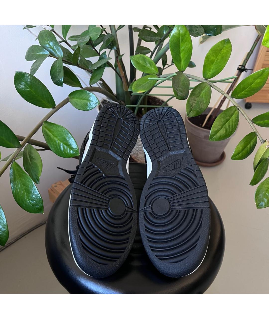 NIKE Черные кожаные высокие кроссовки / кеды, фото 7