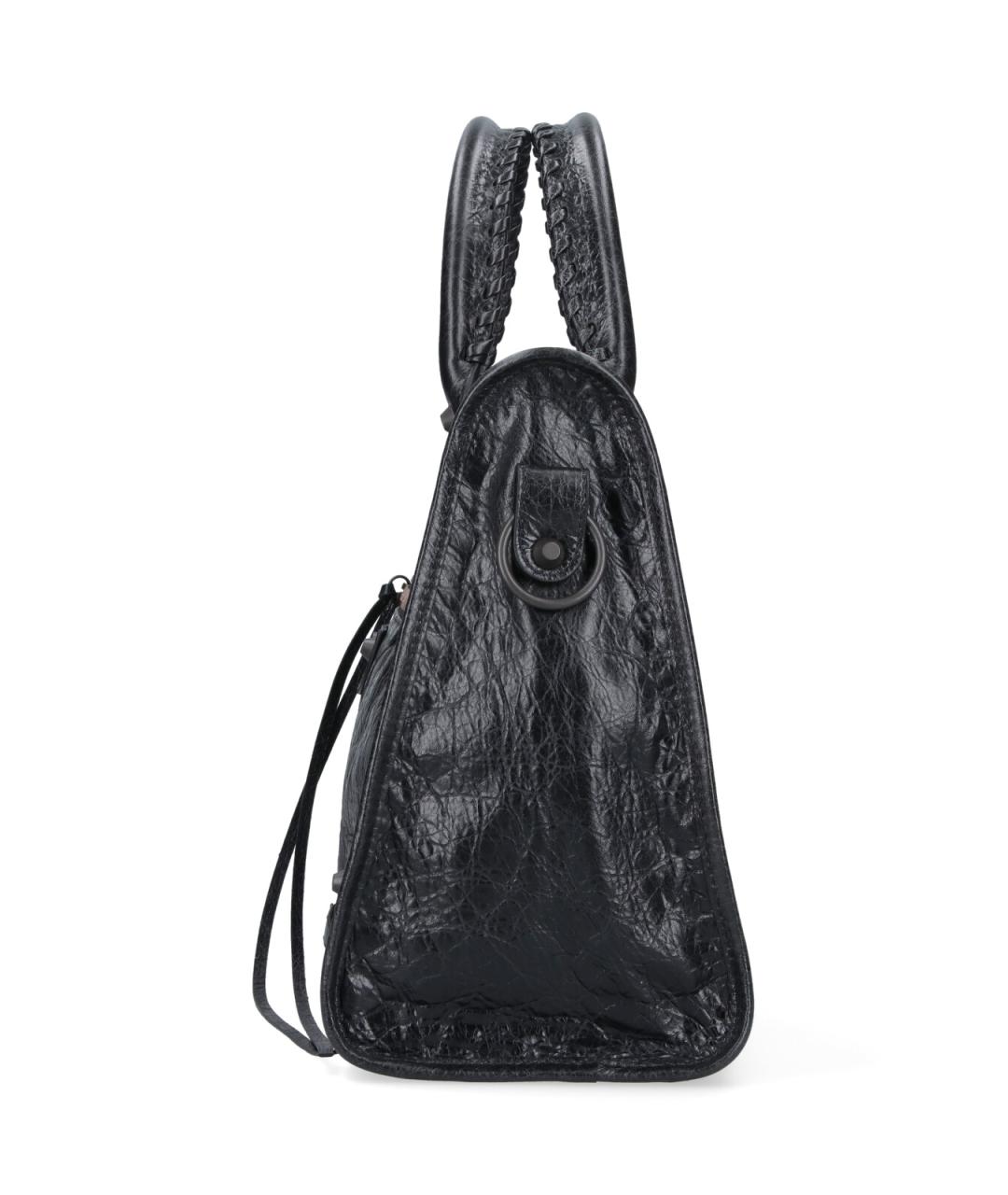 BALENCIAGA Черная кожаная сумка с короткими ручками, фото 5