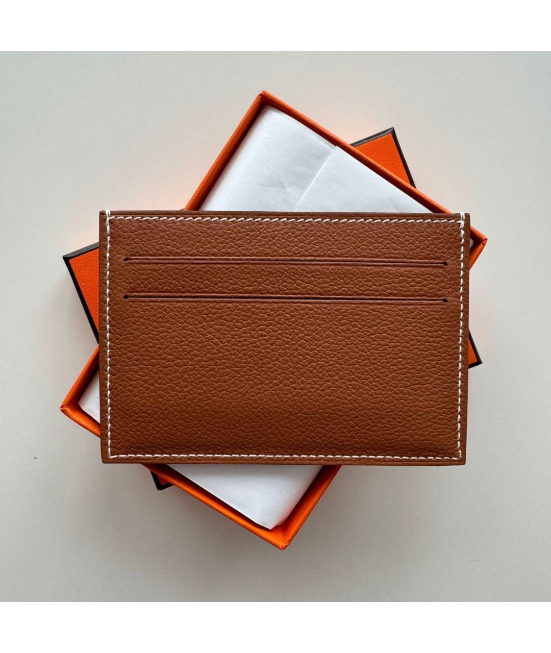 HERMES Коричневый кожаный кардхолдер, фото 2
