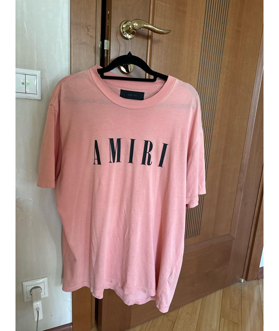 AMIRI Коралловая хлопковая футболка, фото 4