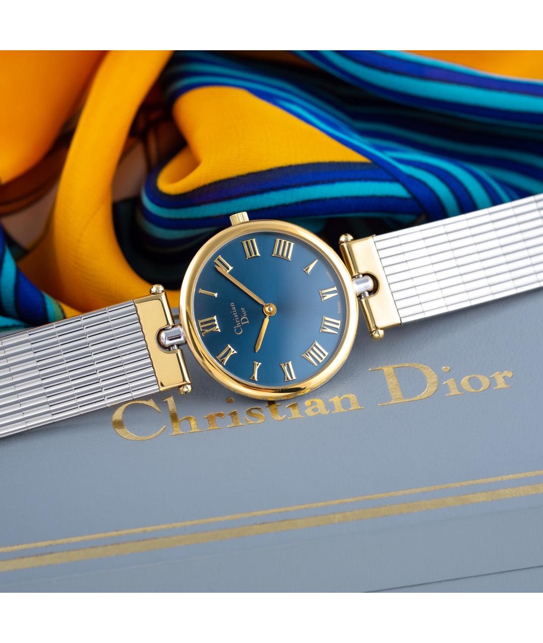 CHRISTIAN DIOR Синие позолоченные часы, фото 3