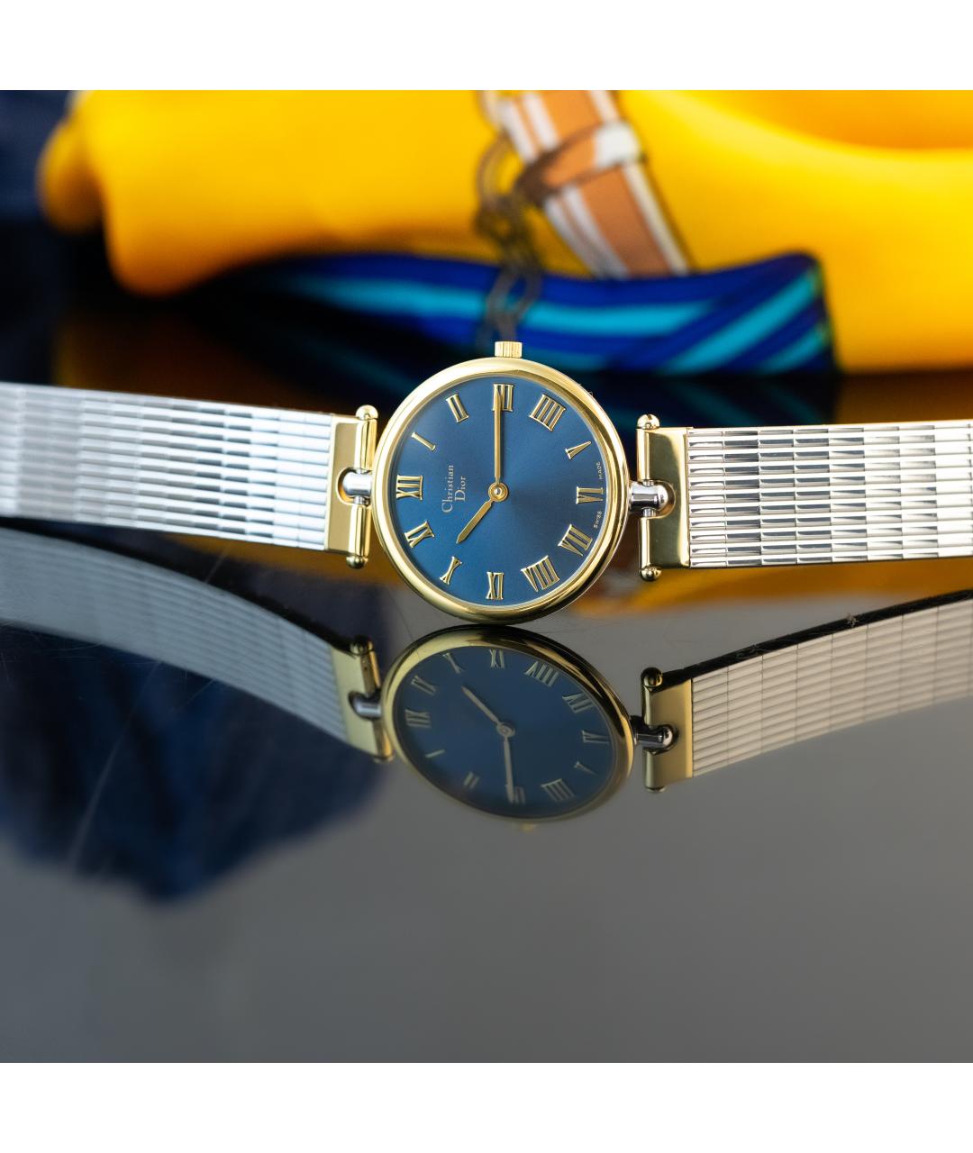 CHRISTIAN DIOR Синие позолоченные часы, фото 4