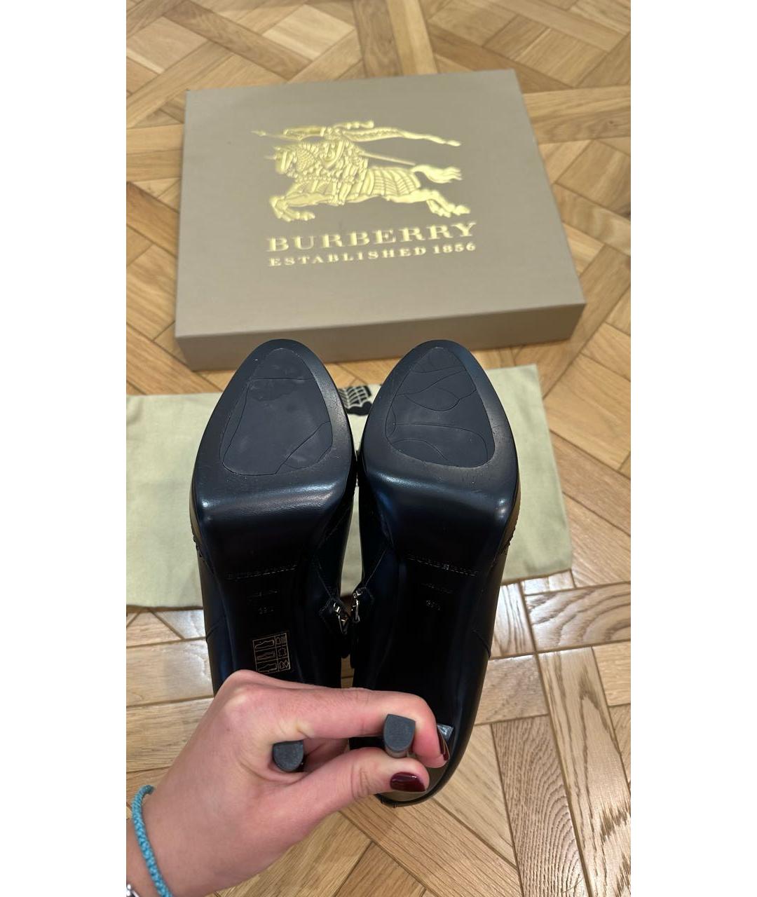 BURBERRY Черные кожаные ботильоны, фото 5