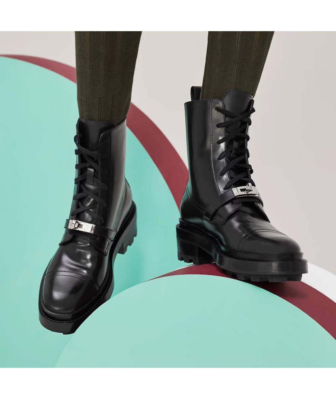 HERMES Черные кожаные ботинки, фото 3