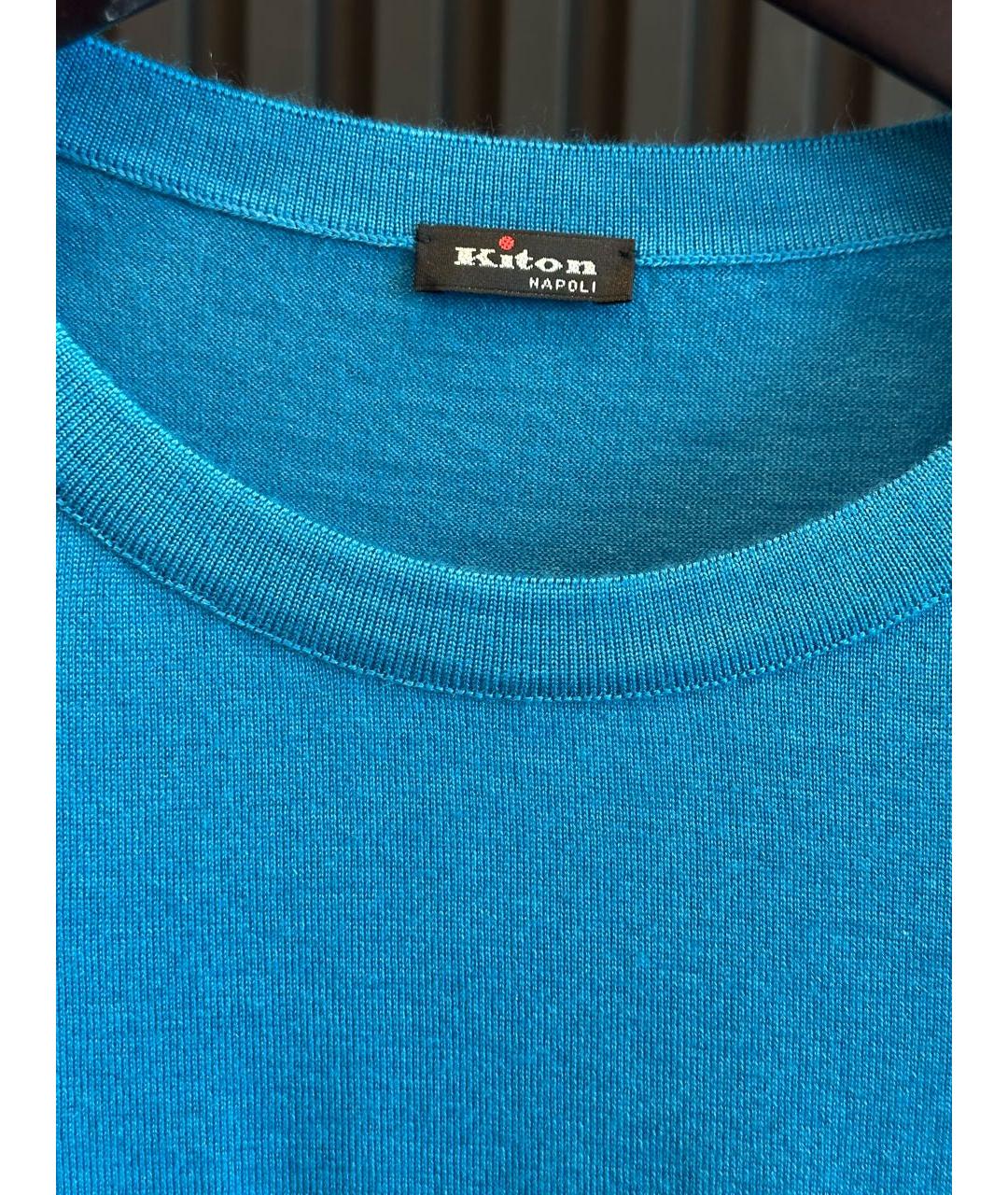 KITON Бирюзовая кашемировая футболка, фото 3