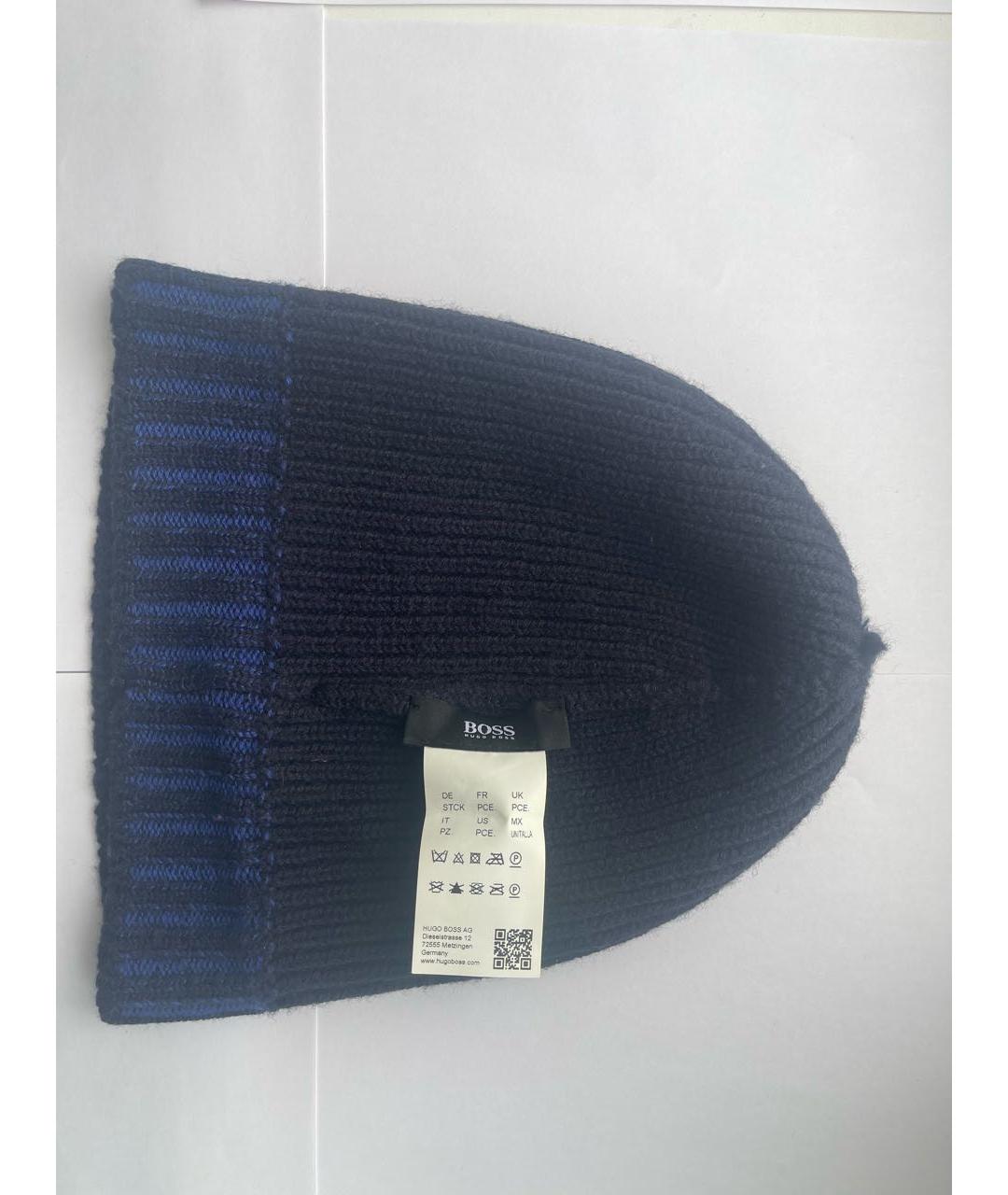 HUGO BOSS Темно-синяя шерстяная шапка, фото 3