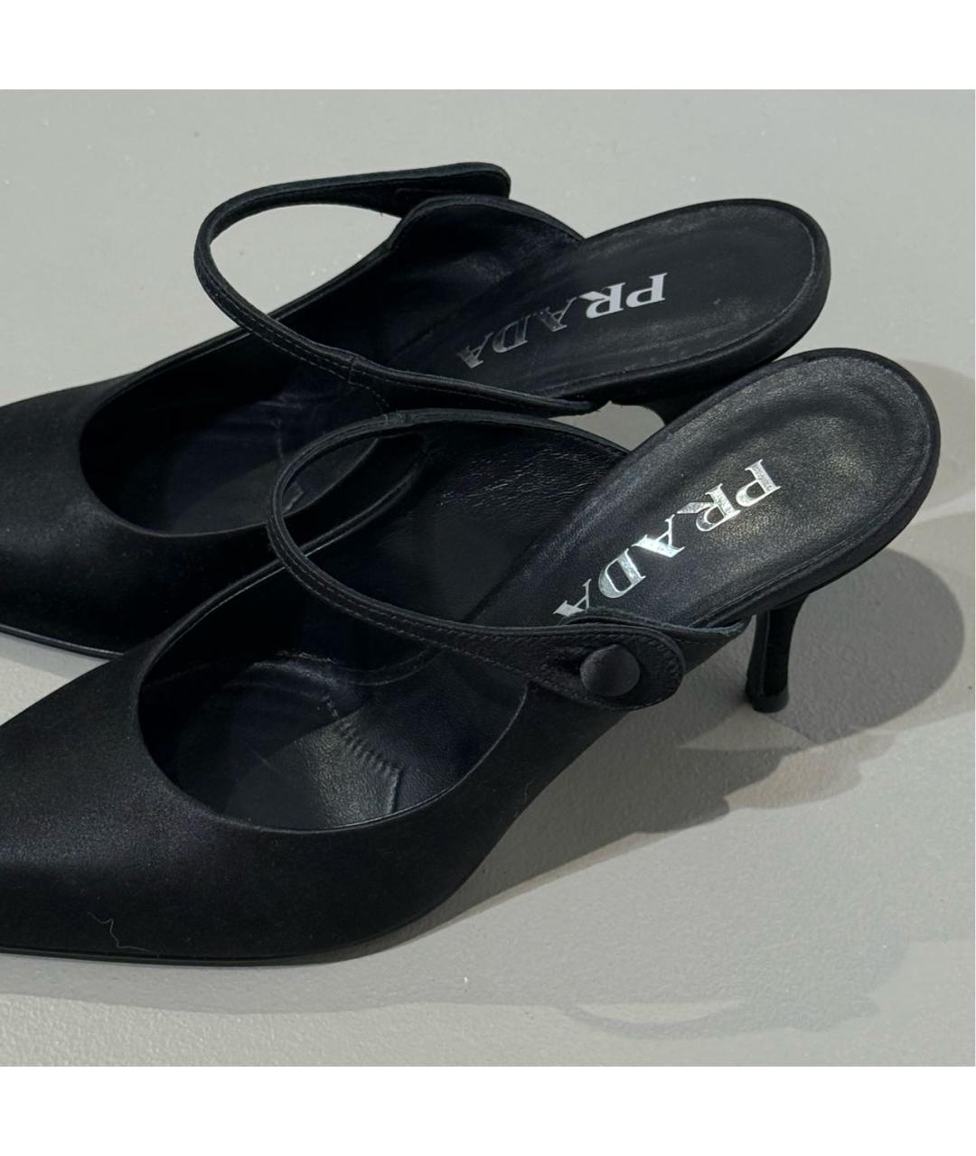 PRADA Черные текстильные мюли, фото 6