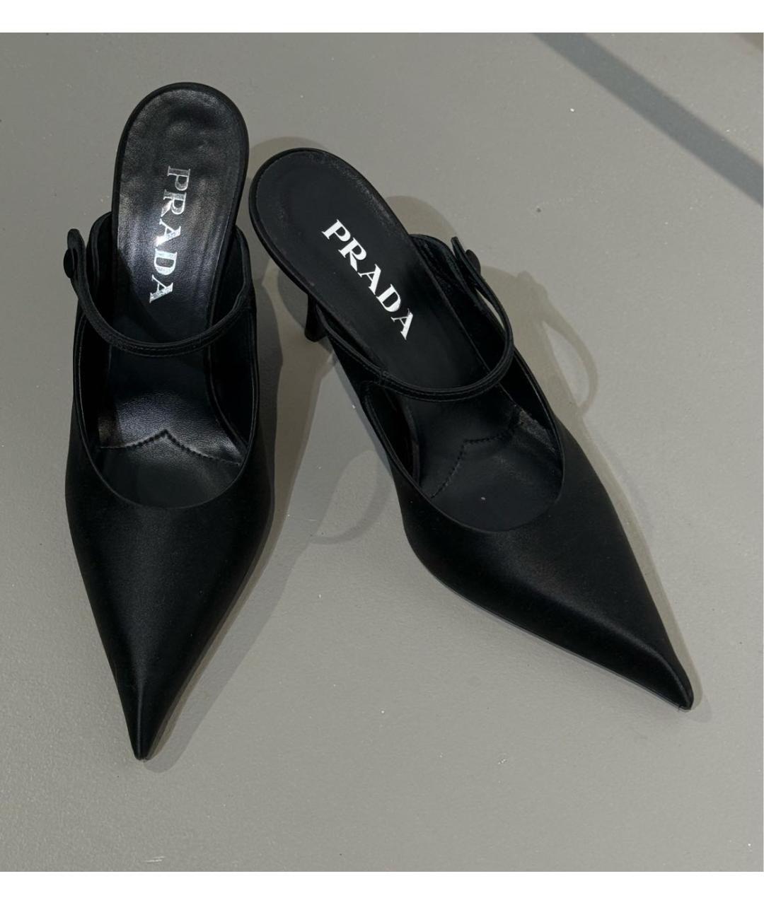 PRADA Черные текстильные мюли, фото 5
