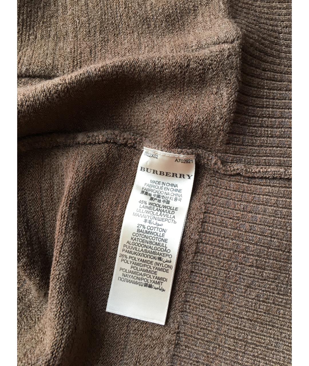 BURBERRY Коричневый шерстяной кардиган, фото 5