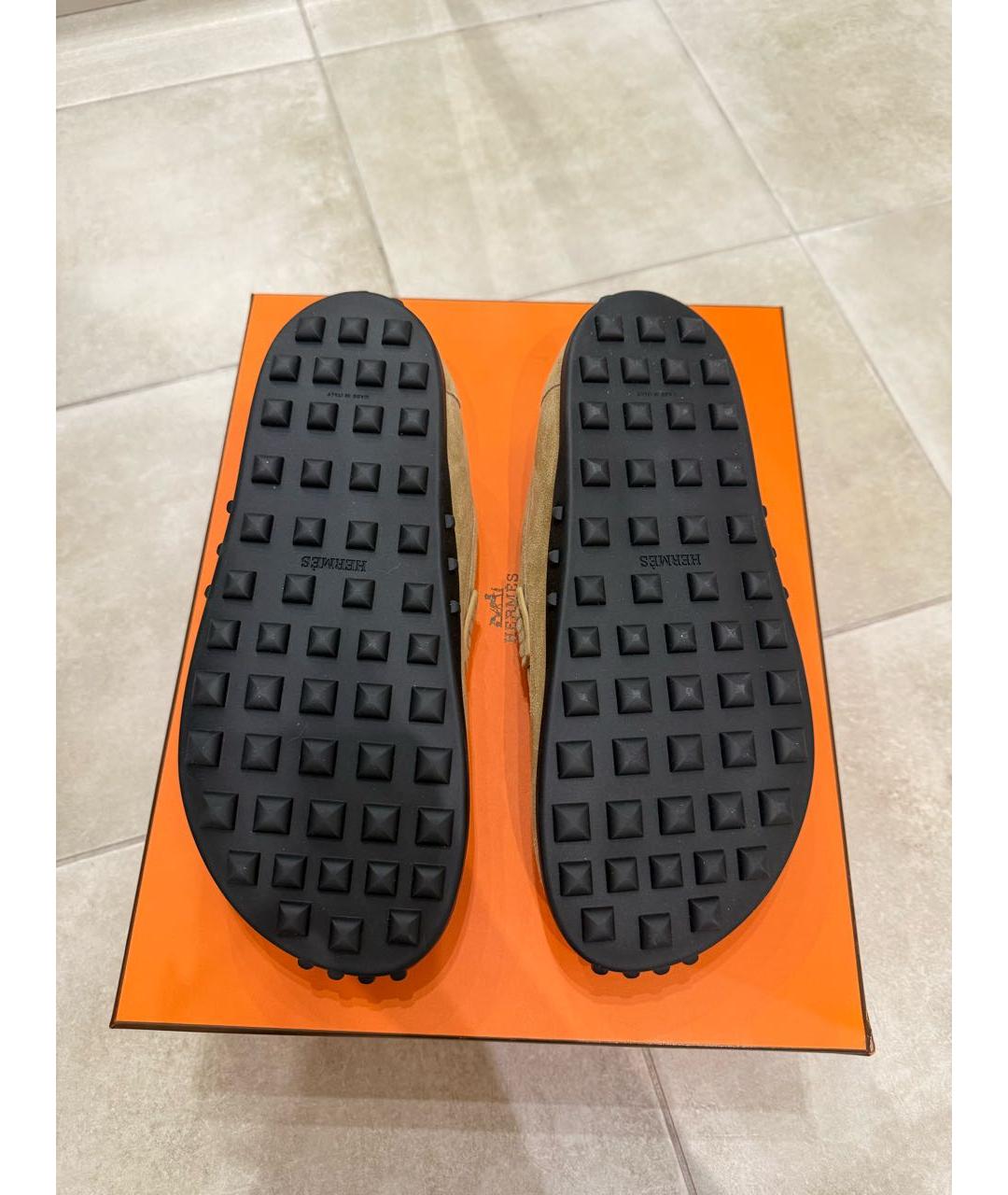 HERMES Бежевые замшевые лоферы, фото 5