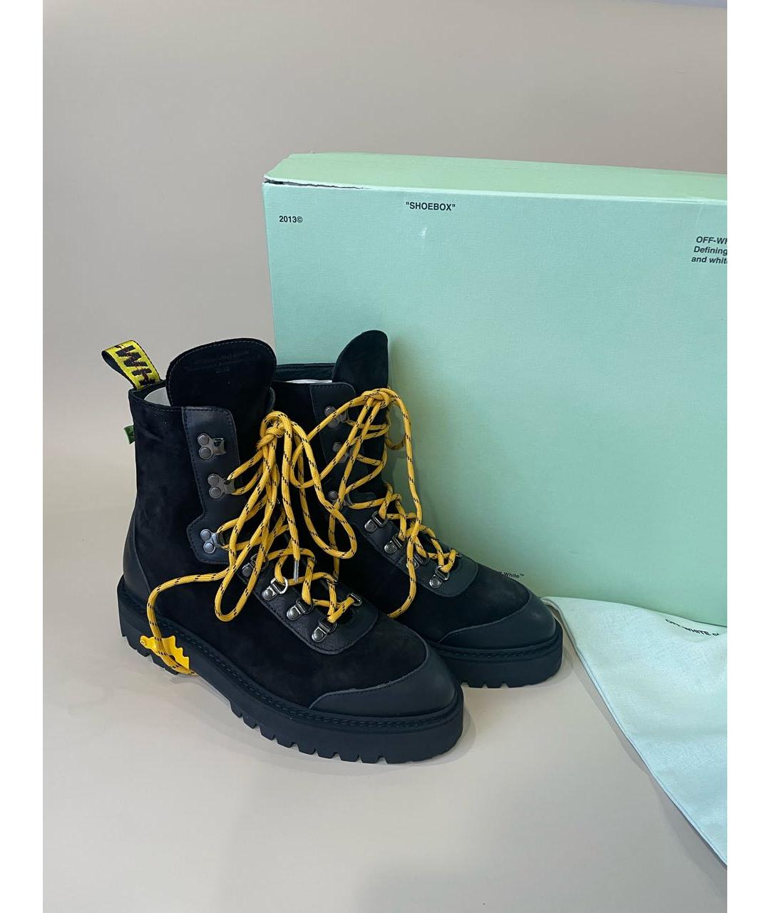OFF-WHITE Черные кожаные высокие ботинки, фото 5