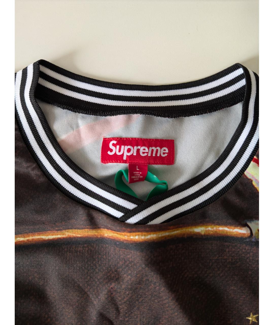 SUPREME Черная синтетическая футболка, фото 4