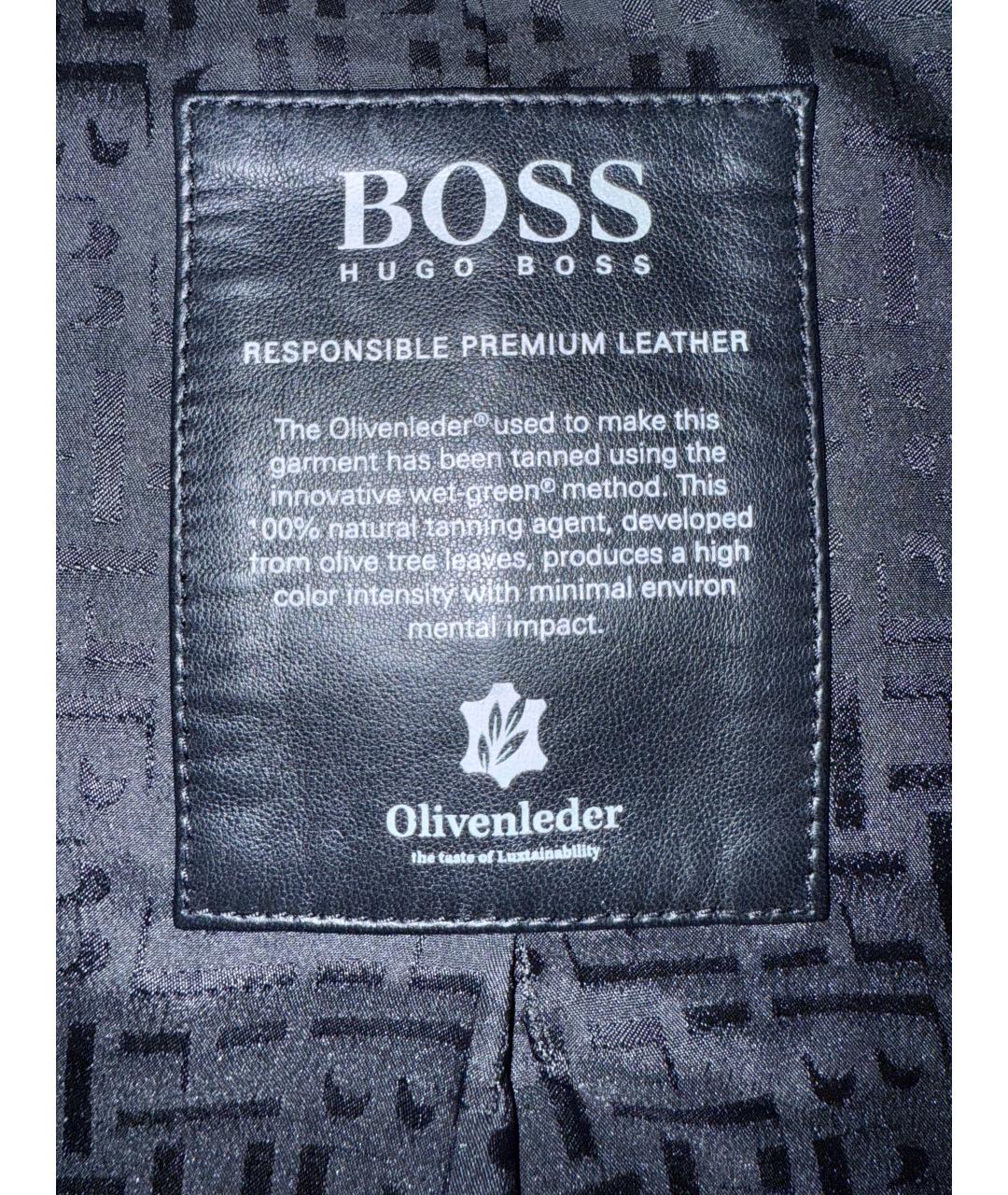 HUGO BOSS Черная кожаная куртка, фото 3
