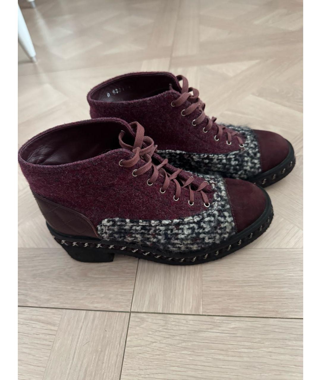 CHANEL Бордовые замшевые ботинки, фото 5
