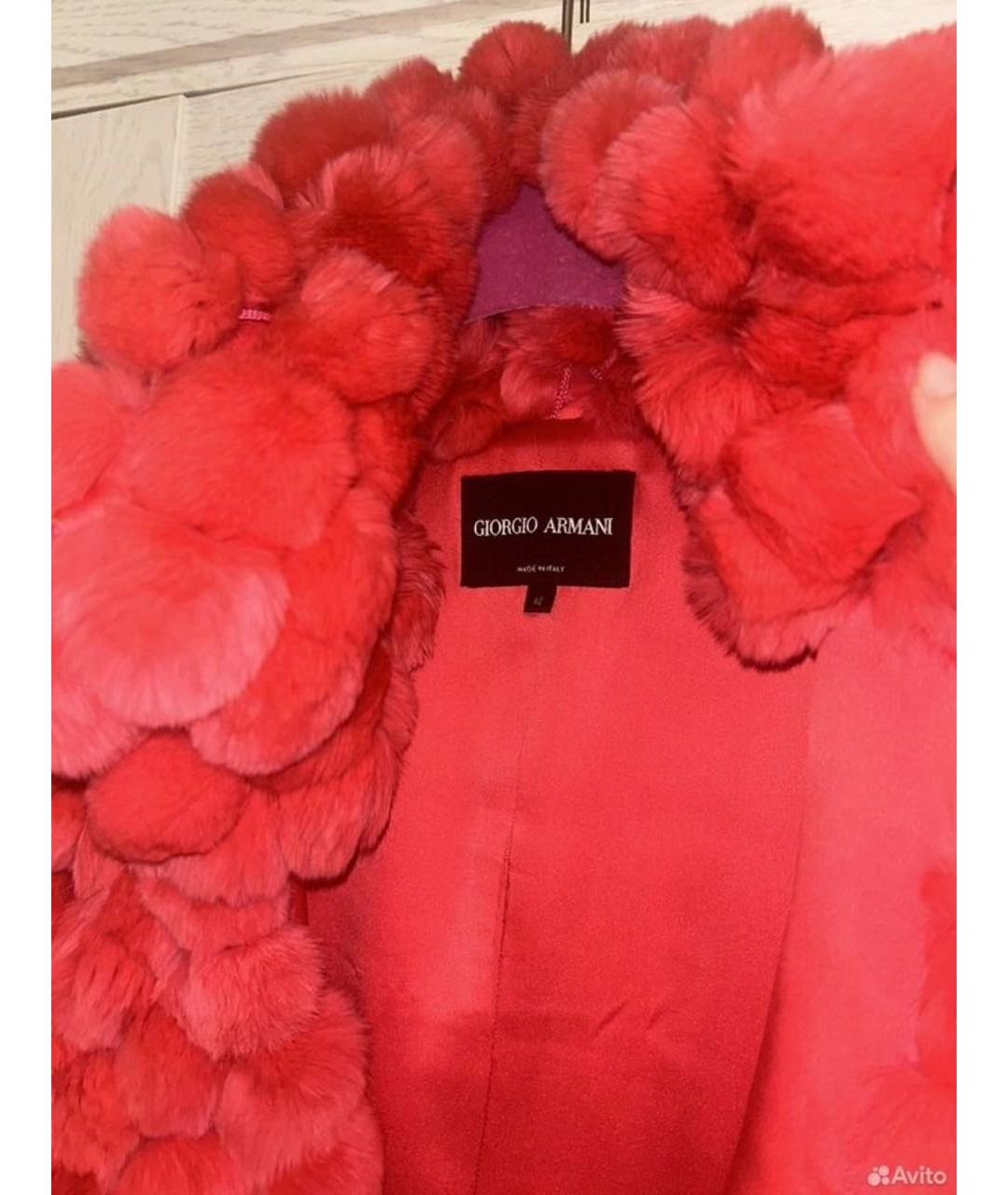 GIORGIO ARMANI Розовая меховая шуба, фото 3