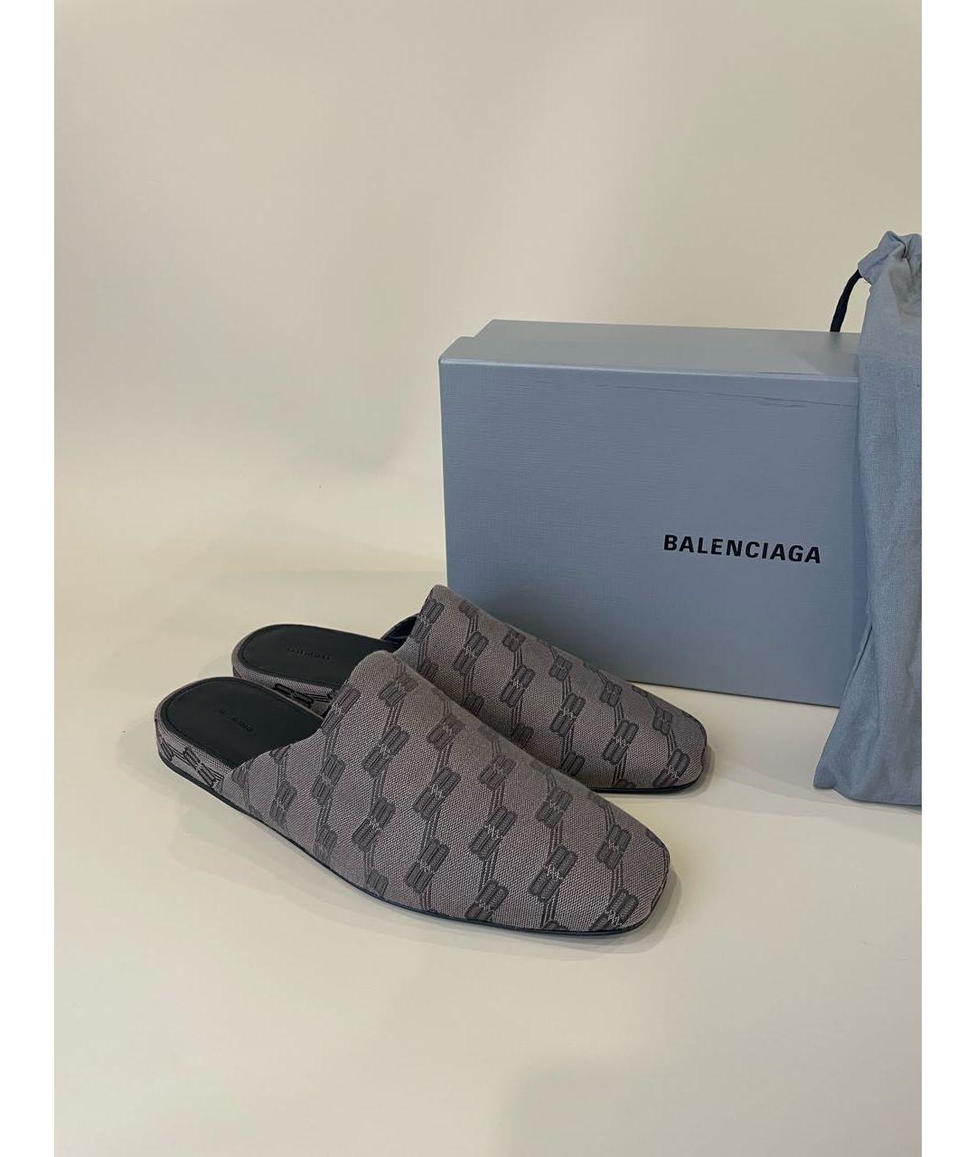 BALENCIAGA Бежевые текстильные шлепанцы, фото 5