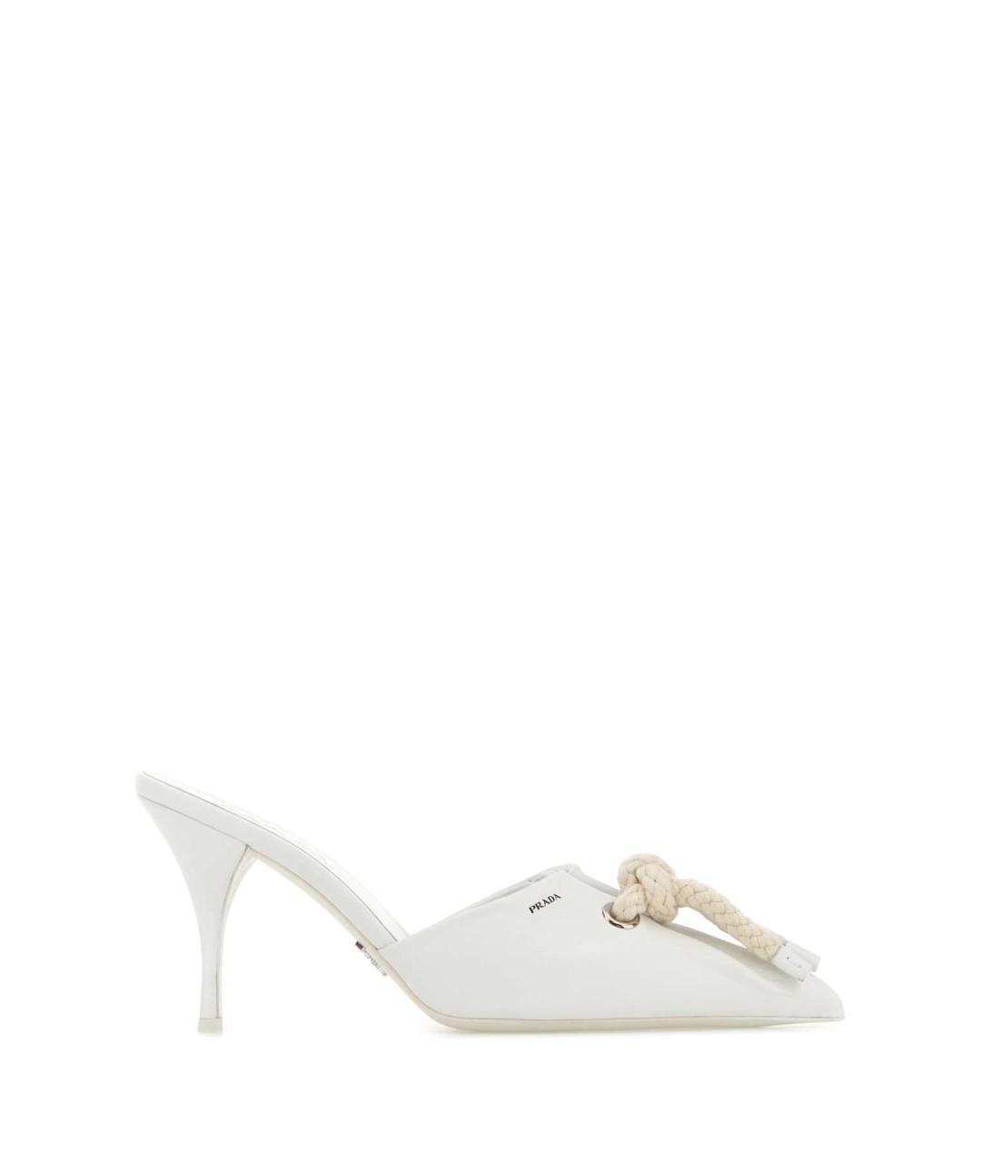 PRADA Белые кожаные мюли, фото 1