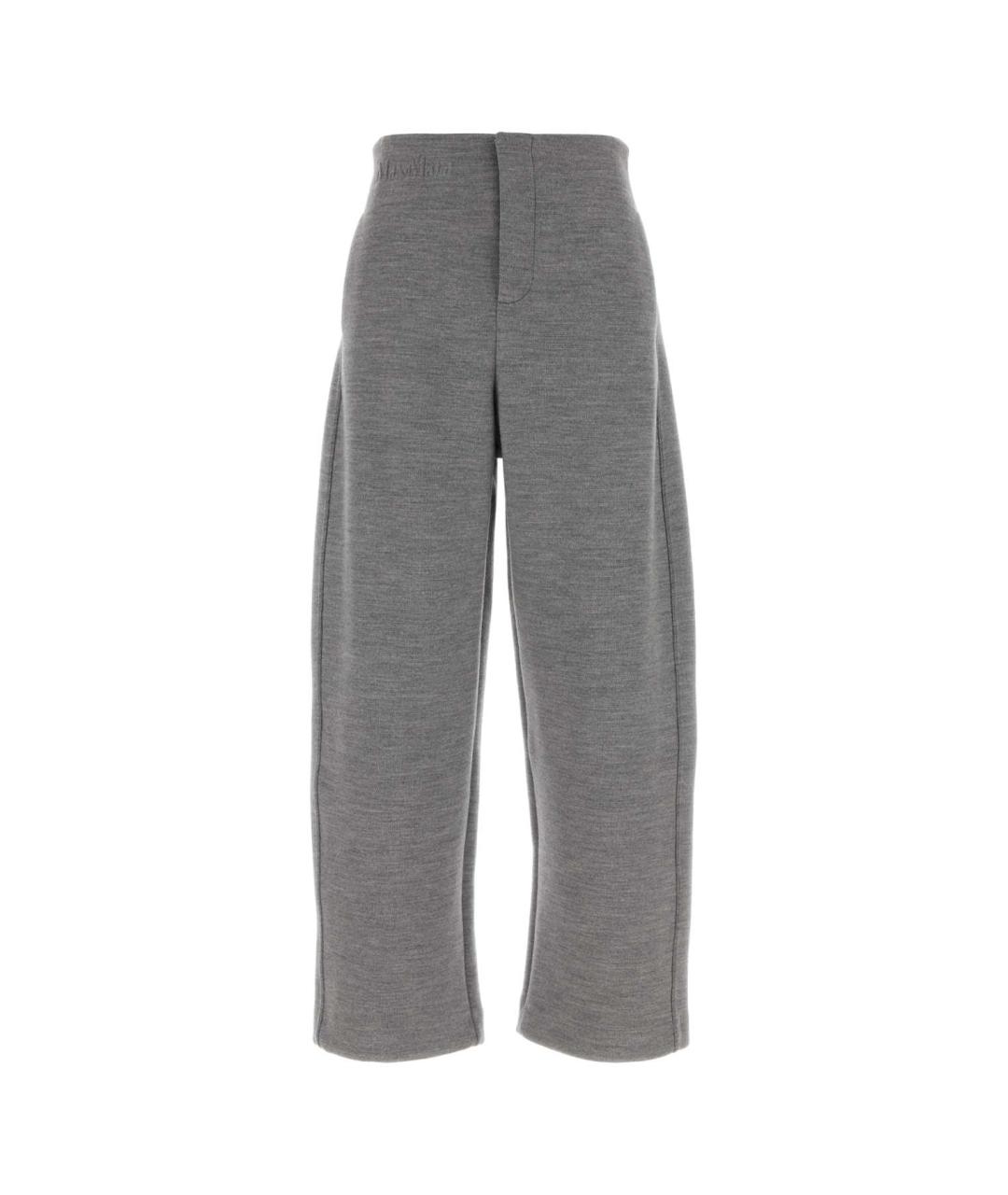 MAX MARA Серые шерстяные прямые брюки, фото 1
