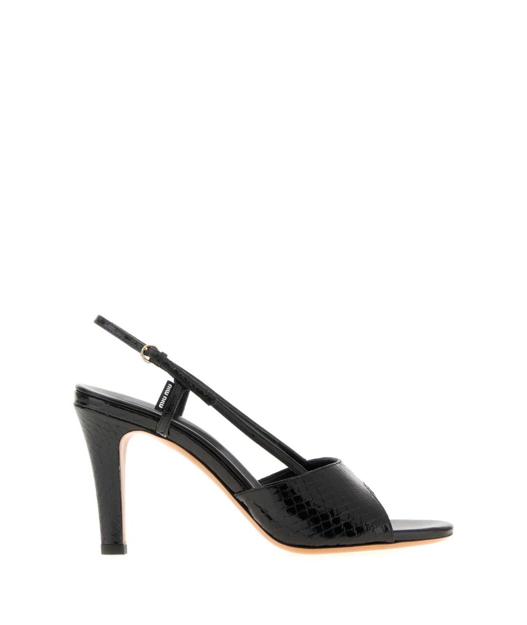 MIU MIU Черные кожаные босоножки, фото 1