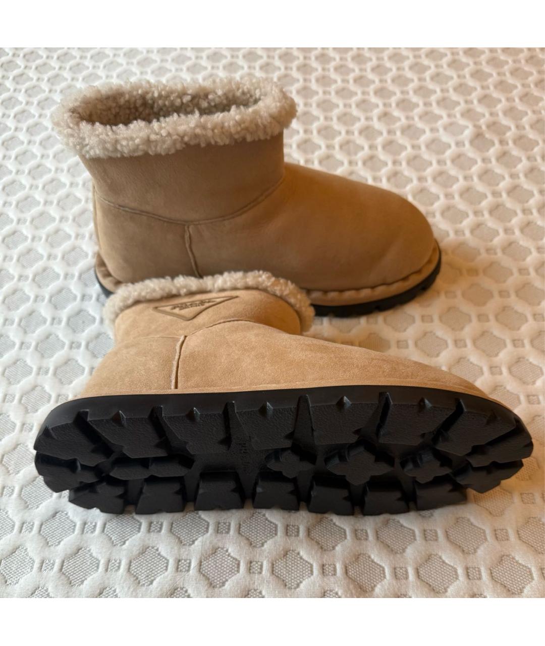 PRADA Бежевые замшевые ботинки, фото 6