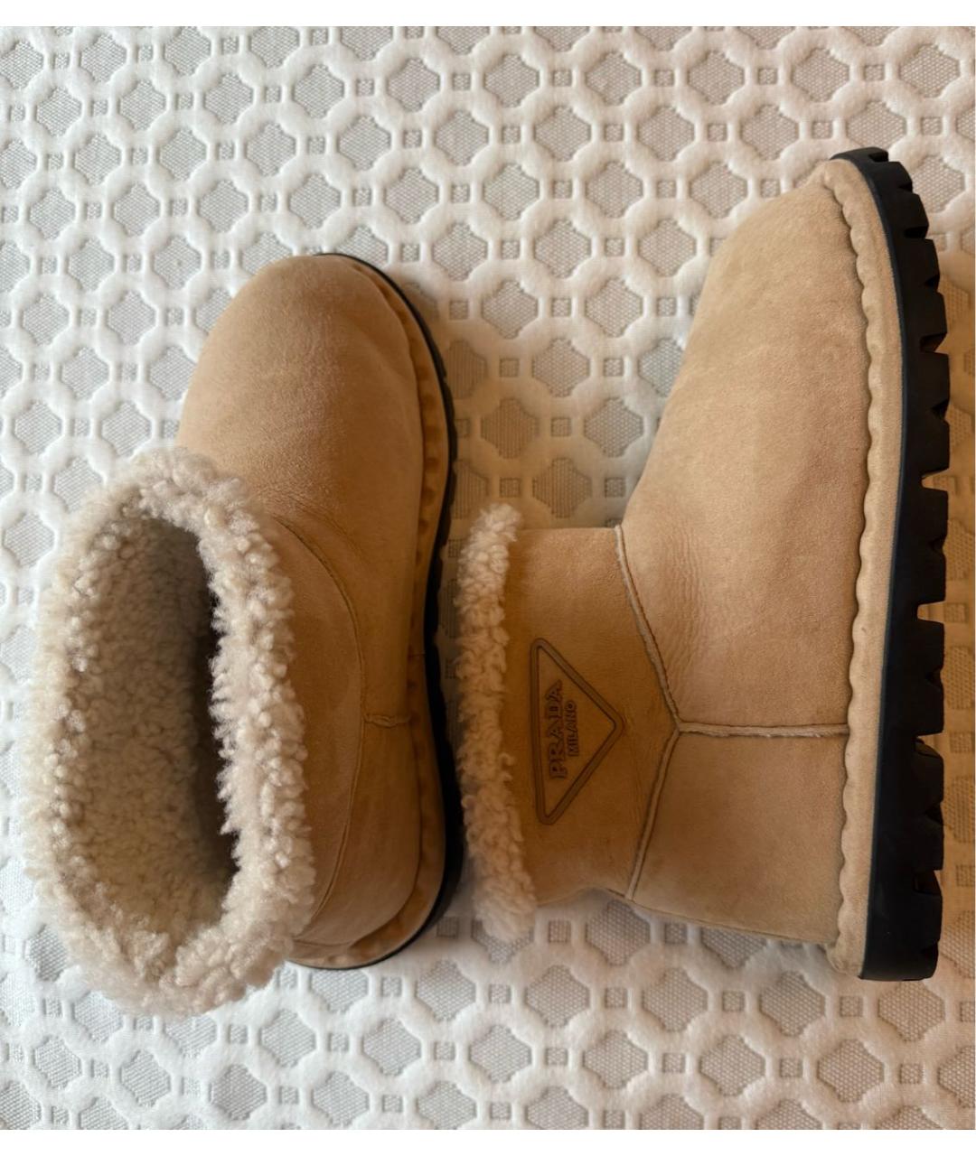 PRADA Бежевые замшевые ботинки, фото 5