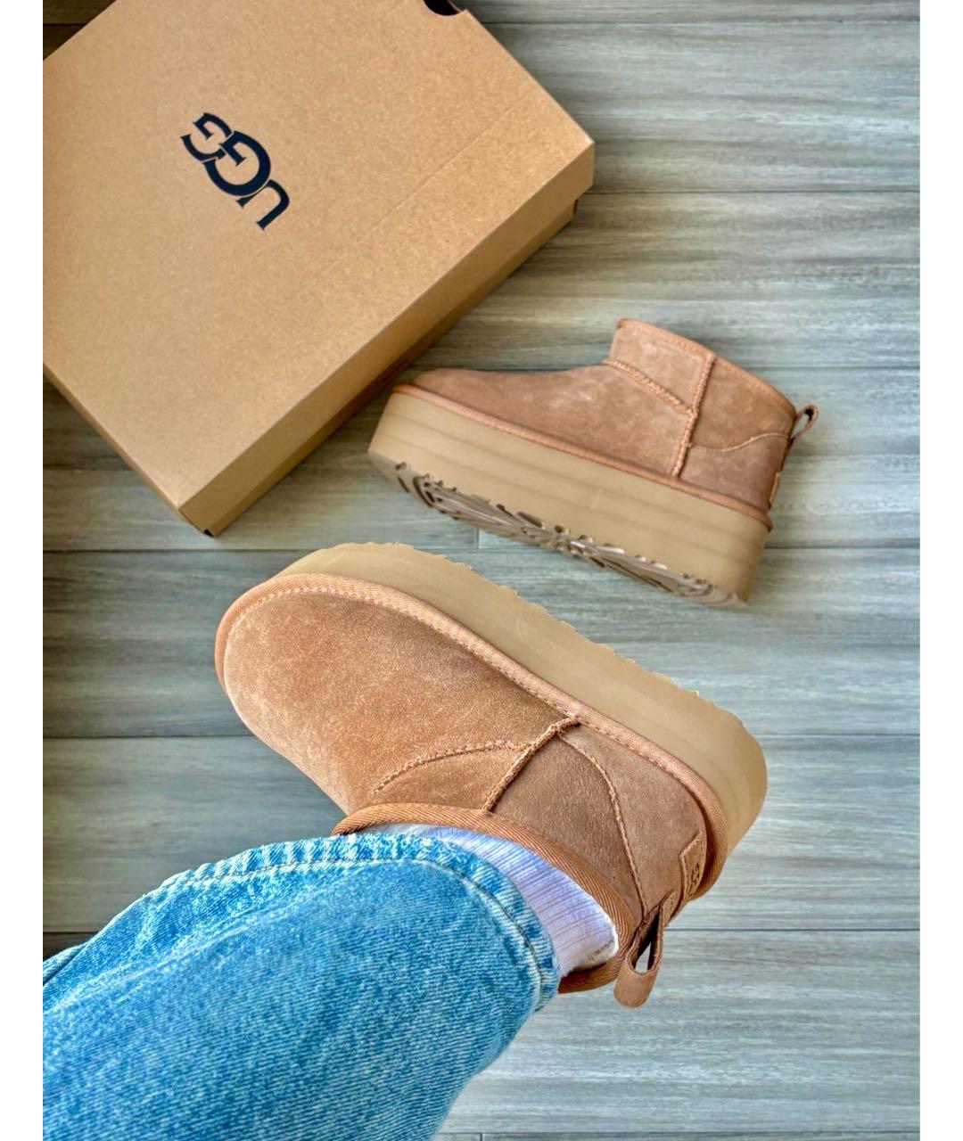 UGG AUSTRALIA Коричневые замшевые ботинки, фото 4