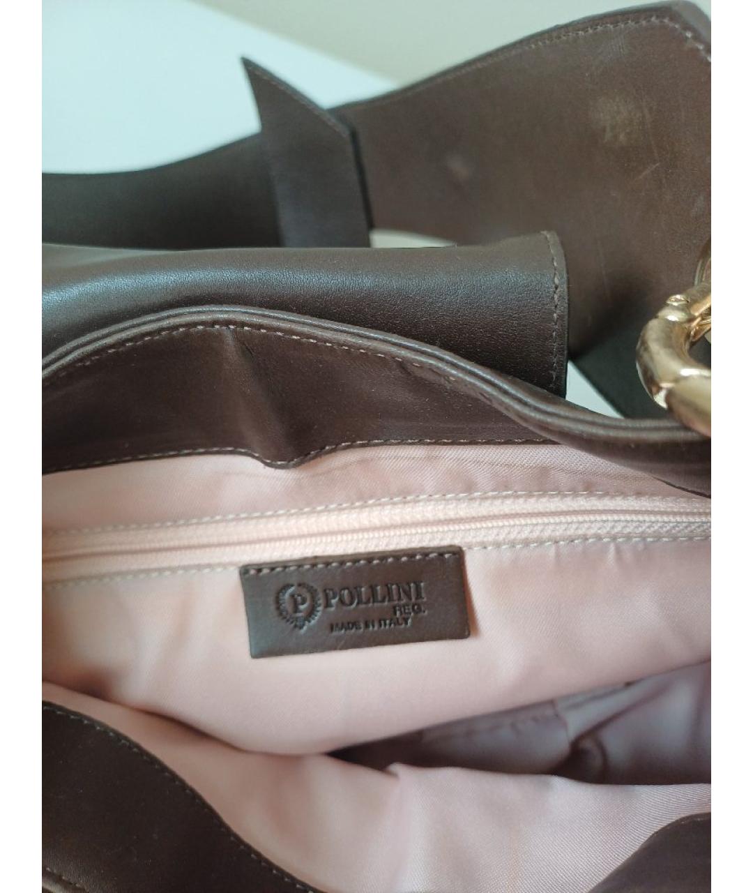 POLLINI Коричневая кожаная сумка тоут, фото 6