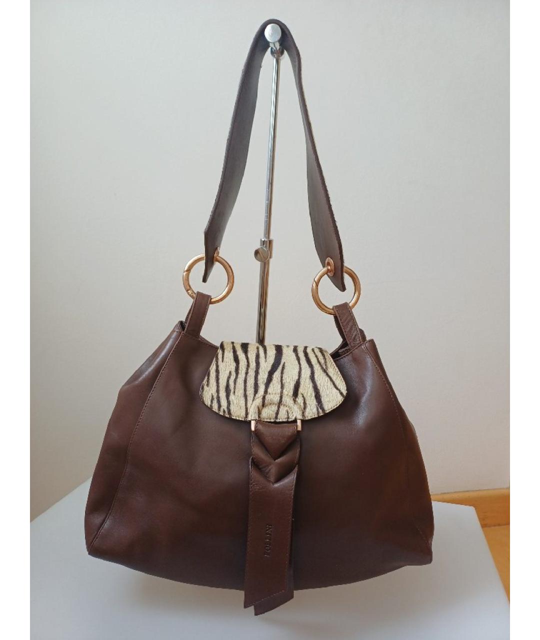 POLLINI Коричневая кожаная сумка тоут, фото 7