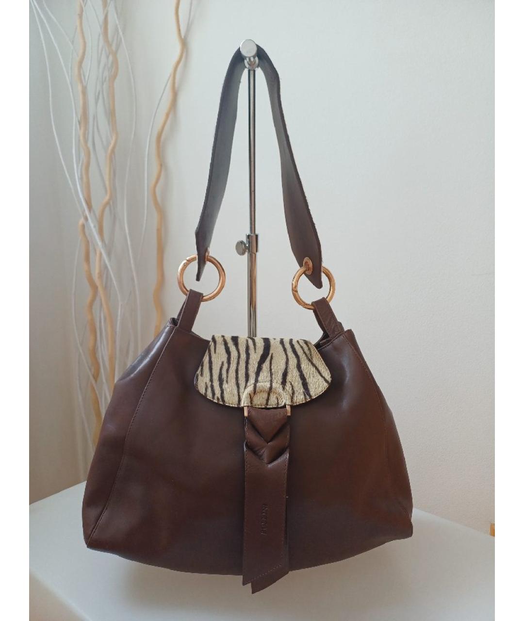 POLLINI Коричневая кожаная сумка тоут, фото 2