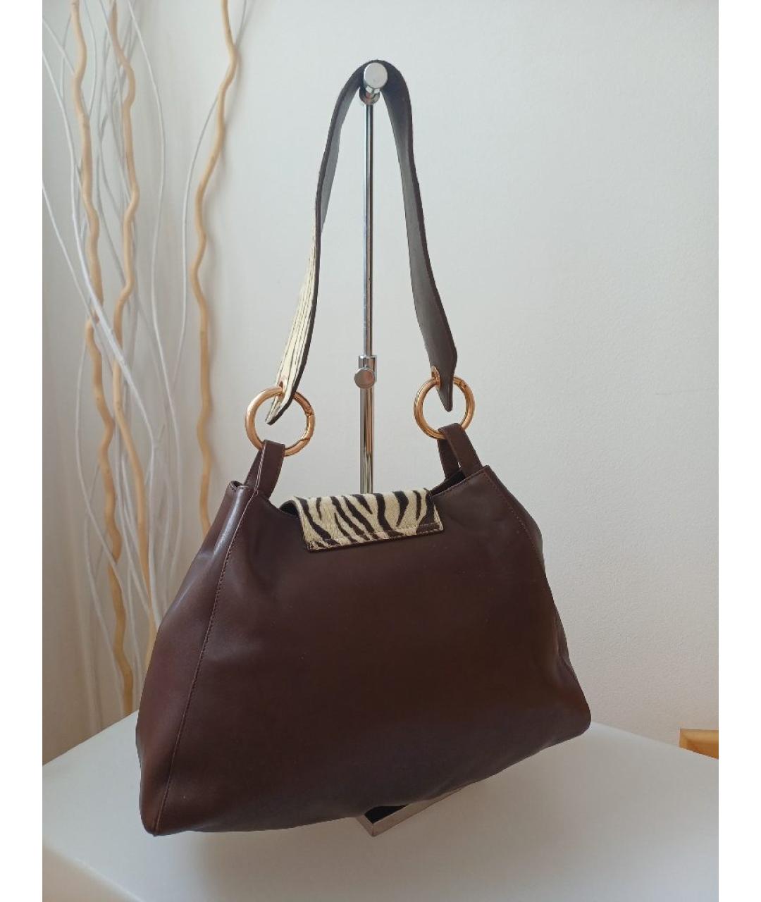 POLLINI Коричневая кожаная сумка тоут, фото 4