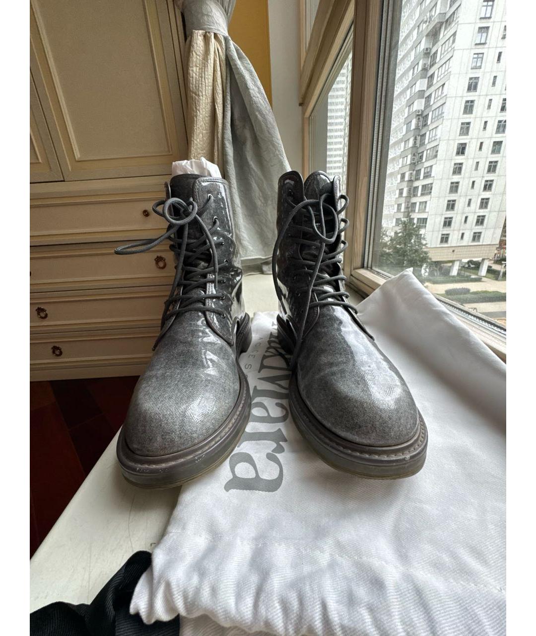MAX MARA Серые кожаные полусапоги, фото 2