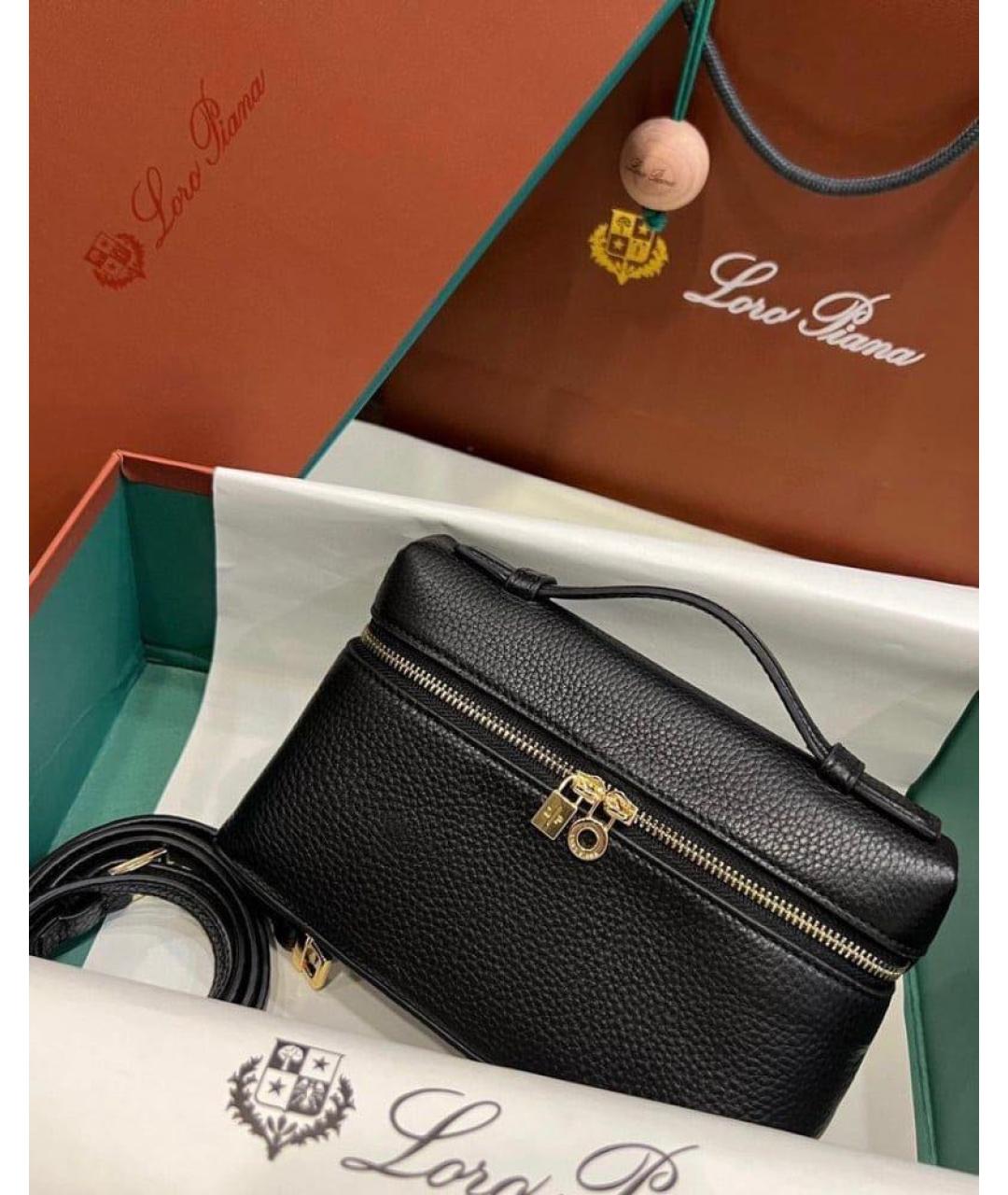 LORO PIANA Черная кожаная сумка через плечо, фото 2