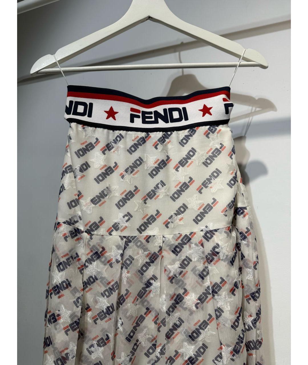 FENDI Белая шелковая юбка миди, фото 3
