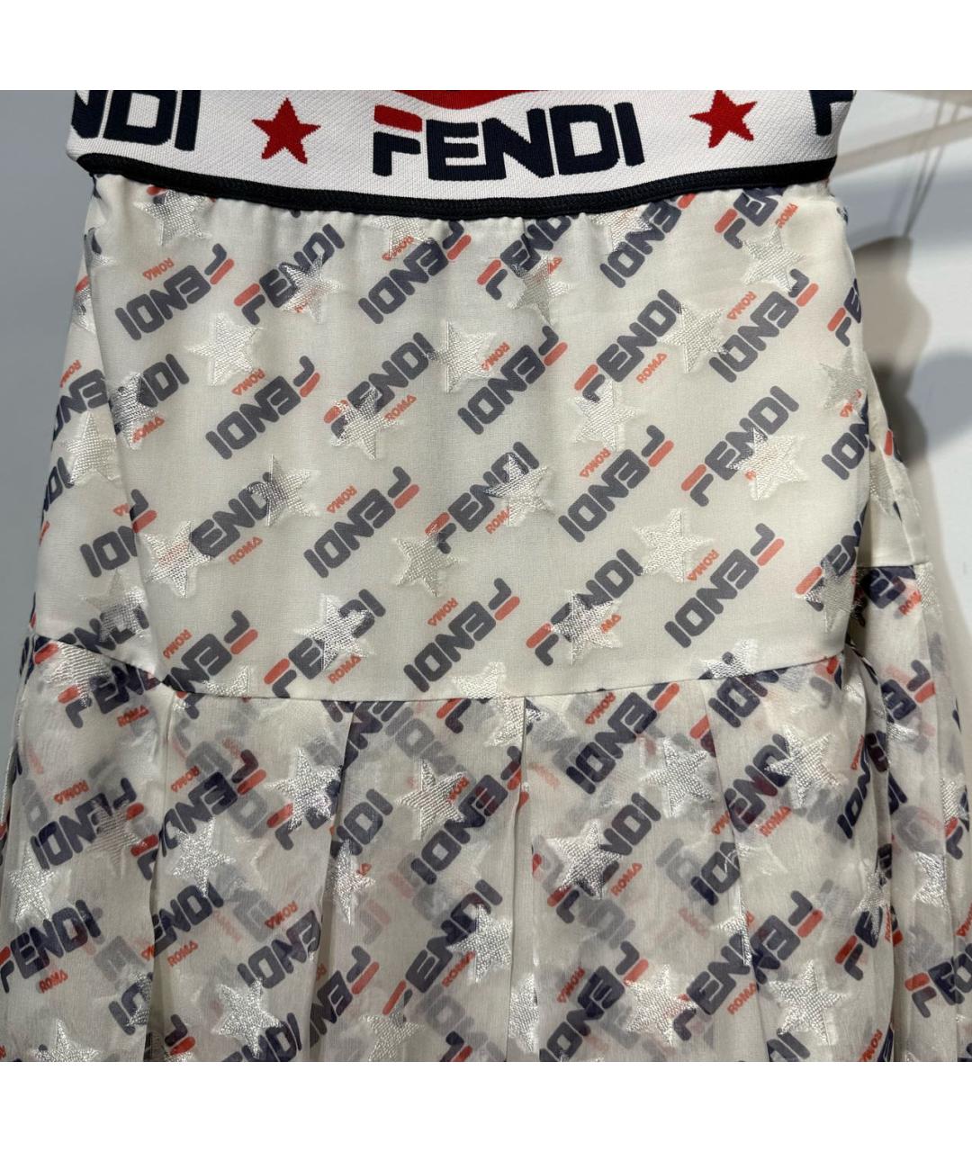 FENDI Белая шелковая юбка миди, фото 6