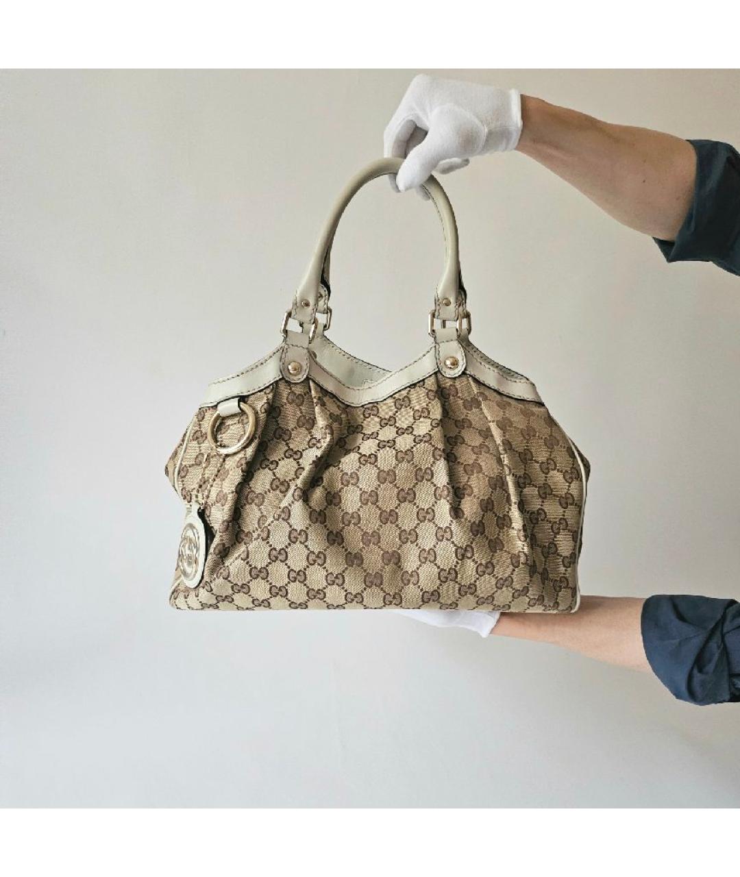 GUCCI Бежевая тканевая сумка через плечо, фото 2