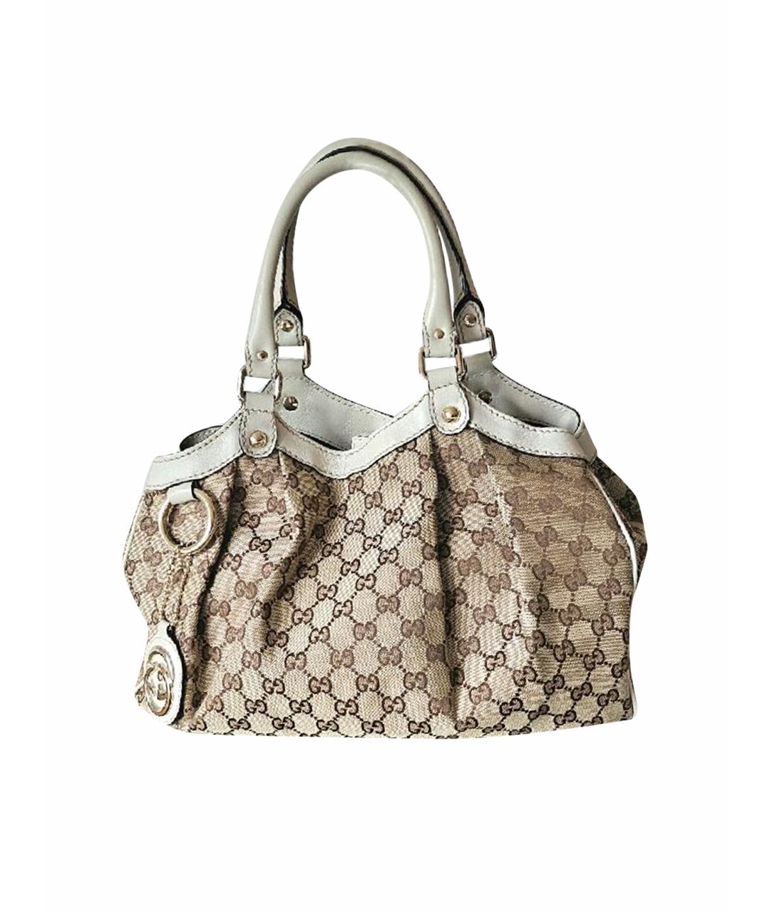 GUCCI Бежевая тканевая сумка через плечо, фото 1